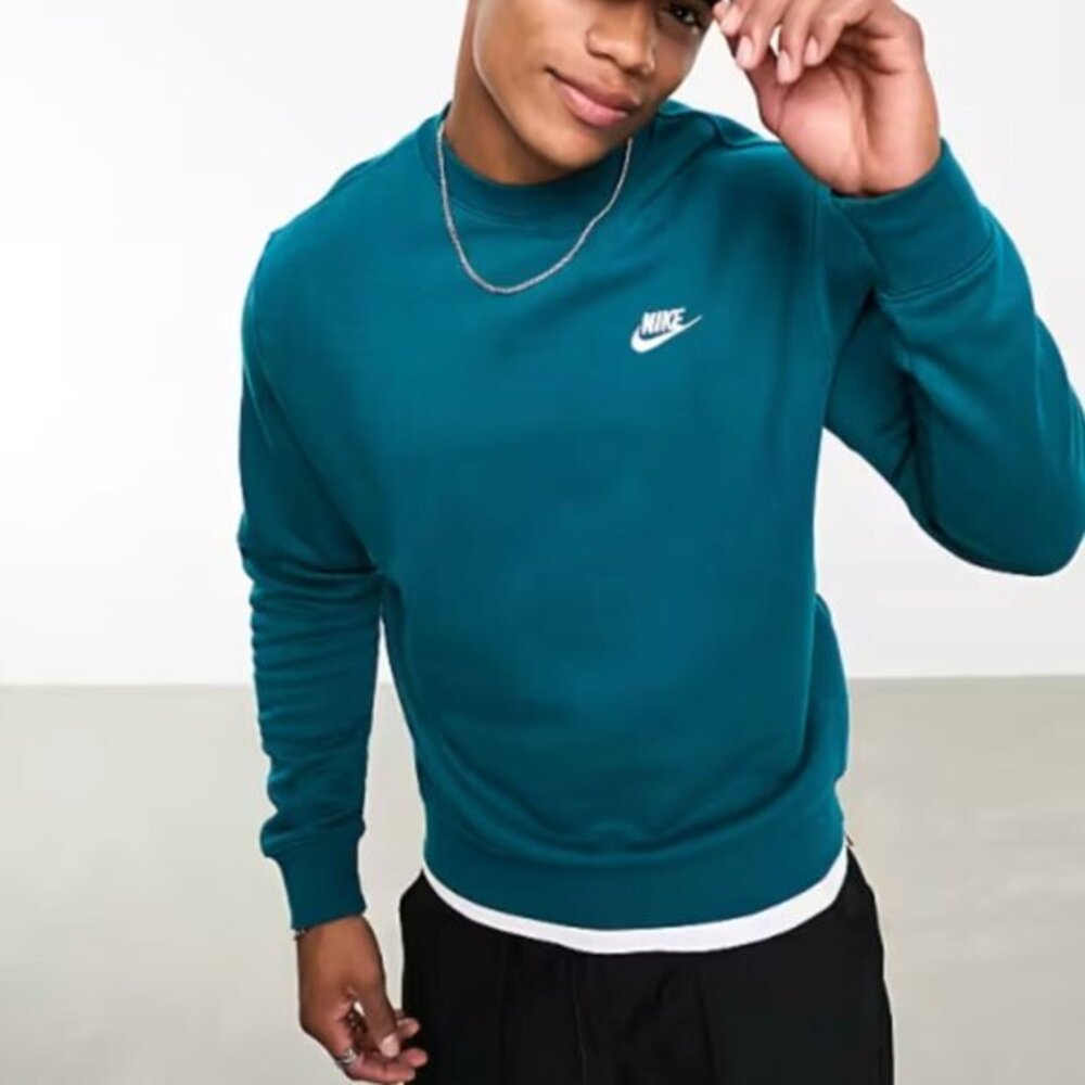 Nike Sportswear Club Fleece Crewneck M Teal Streetwear Gorpcore Pullover Sweat